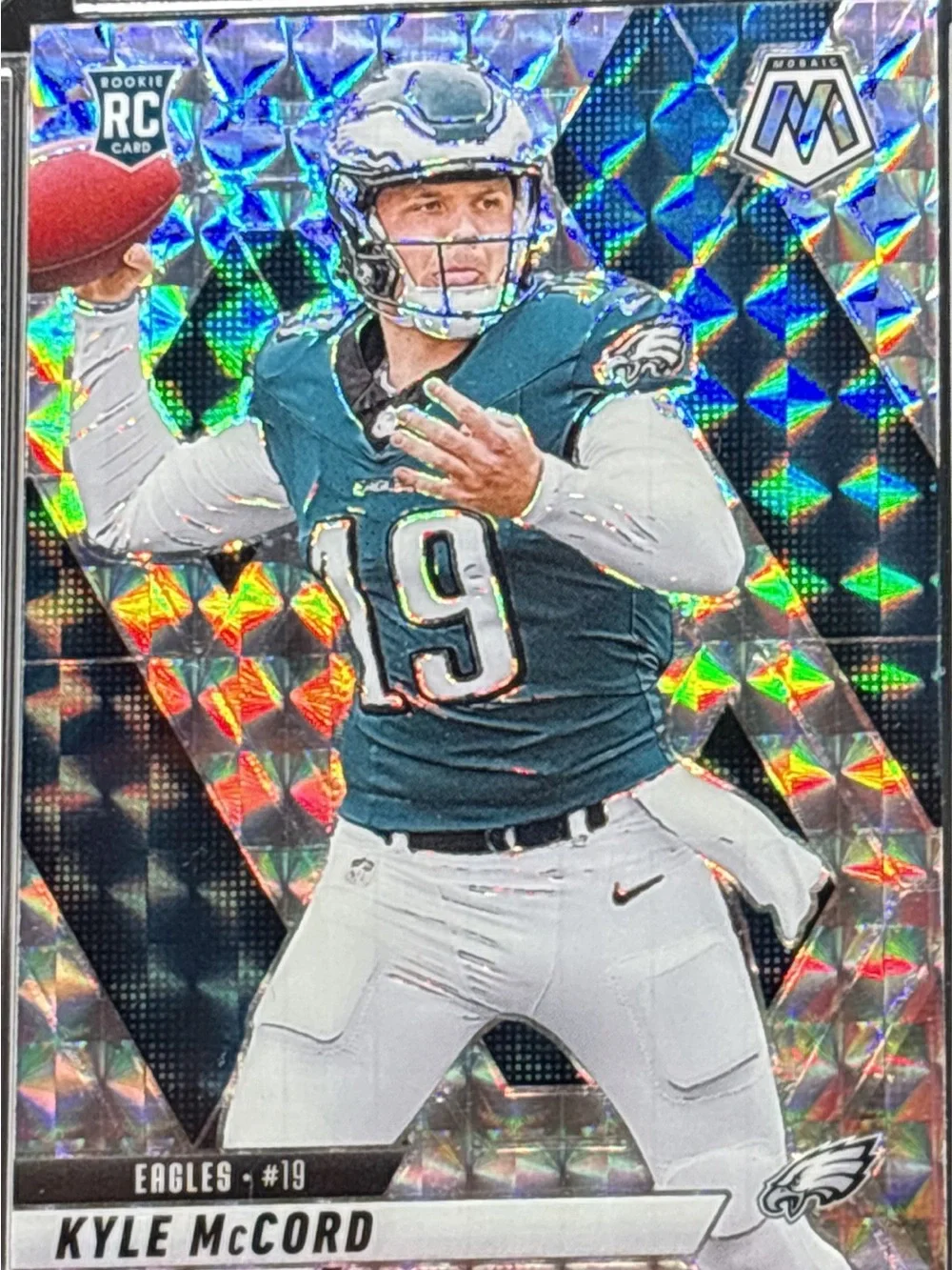 Panini Mosaic Kyle McCord Philadelphia Eagles Rookie Football Card - Refractor